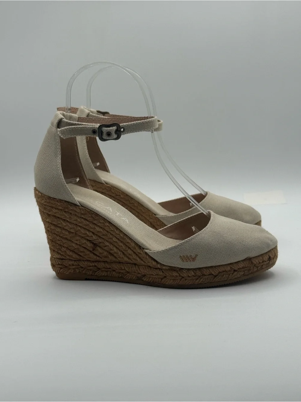 Viscata Barcelona Estartit Canvas Espadrille Wedges Beige Ankle Strap Jute Heel - Picture 6 of 16